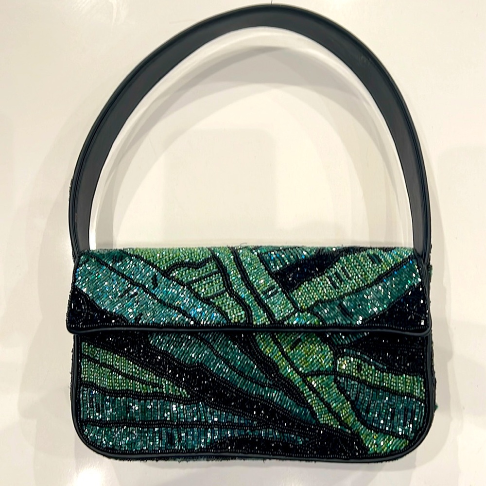 Staud green beaded like new handbag